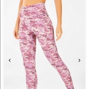 Fabletics Powerhold 7/8 Purple/Pink Camo Leggings